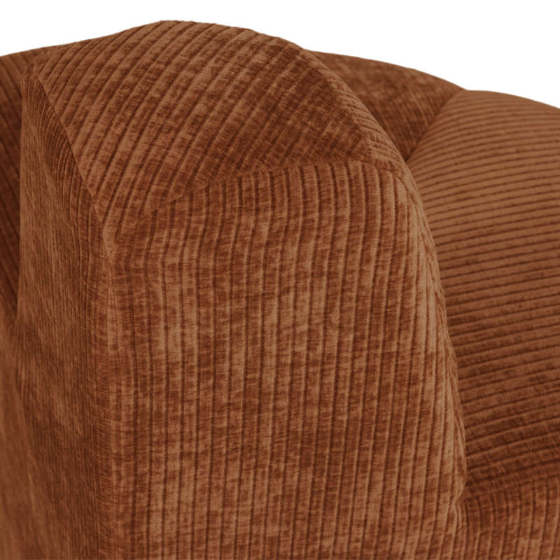 WOOOD-collectie Mojo Eetbank Hoek Rond Rugleuning Ribstof Roestbruin [Fsc]