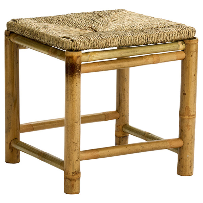 Madam Stoltz-collectie Bamboe kruk met zeegras naturel