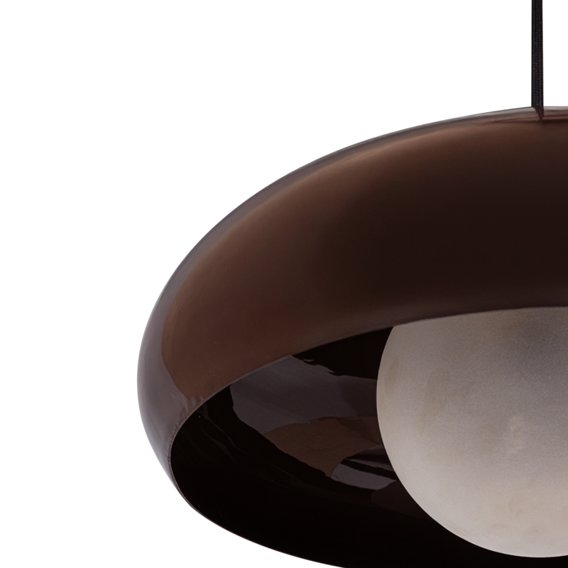 WOOOD-collectie TIVO HANGLAMP ROND METAAL HOOGGLANS BRUIN