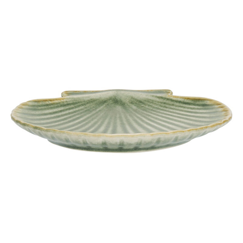 Madam Stoltz-collectie Schaal  / bord schelp aardewerk groen