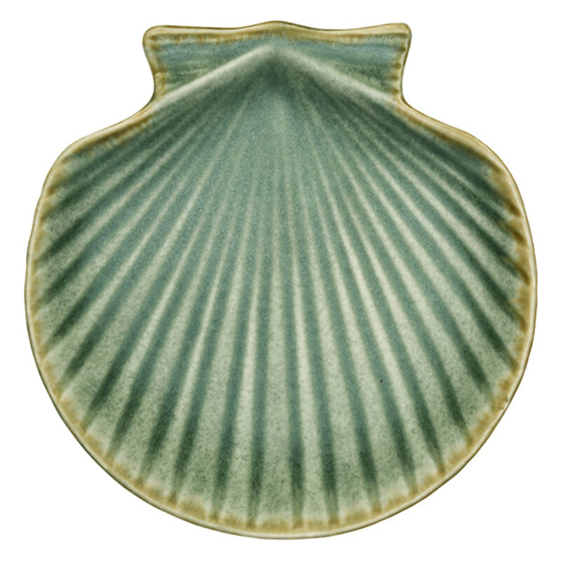 Madam Stoltz-collectie Schaal  / bord schelp aardewerk groen