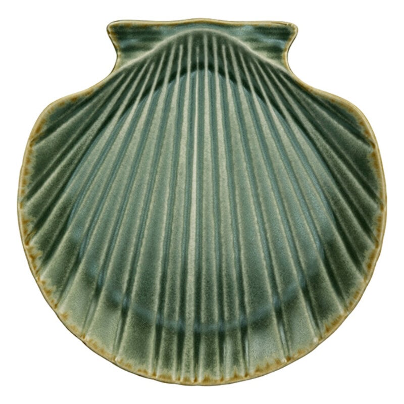 Madam Stoltz-collectie Schaal  / bord schelp aardewerk groen