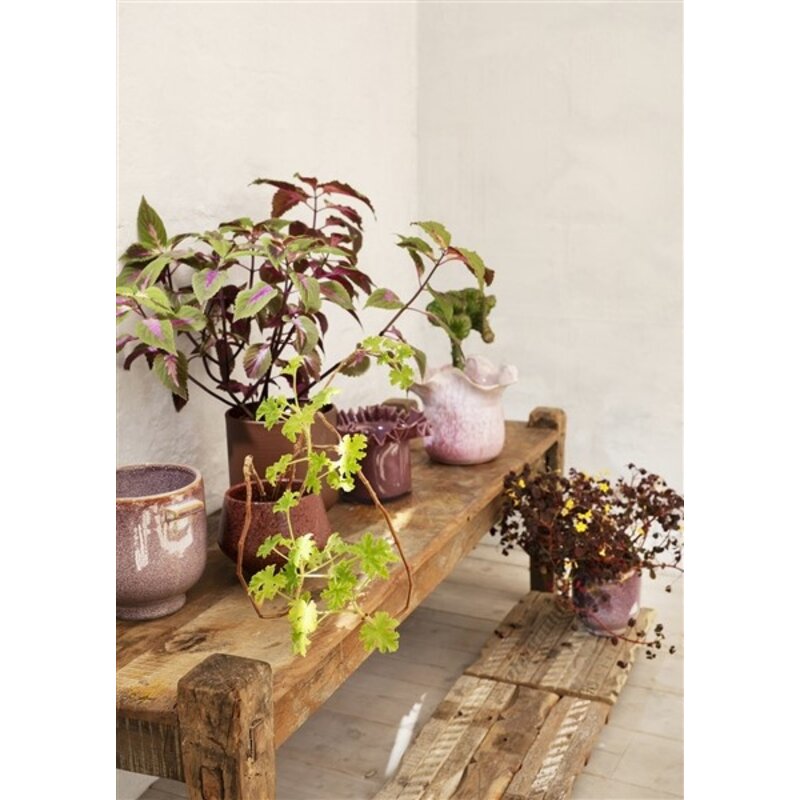 Madam Stoltz-collectie Stoneware flower pot Purple, off white
