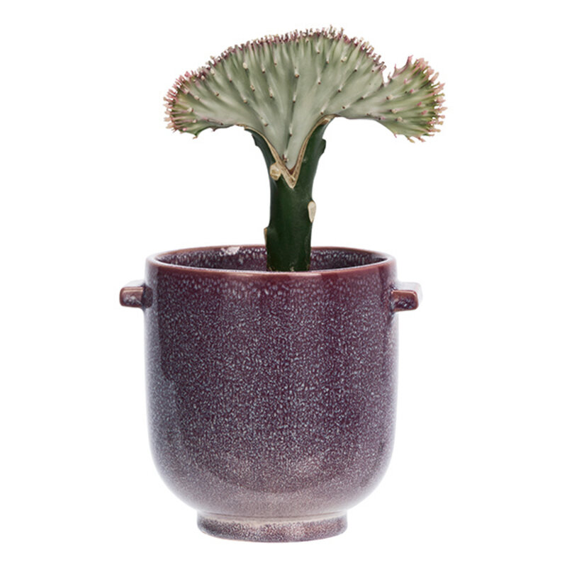 Madam Stoltz-collectie Stoneware flower pot Purple, off white