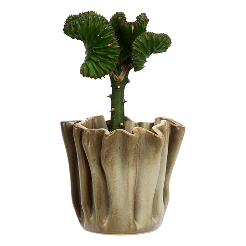 Madam Stoltz-collectie Bloempot van aardewerk beige