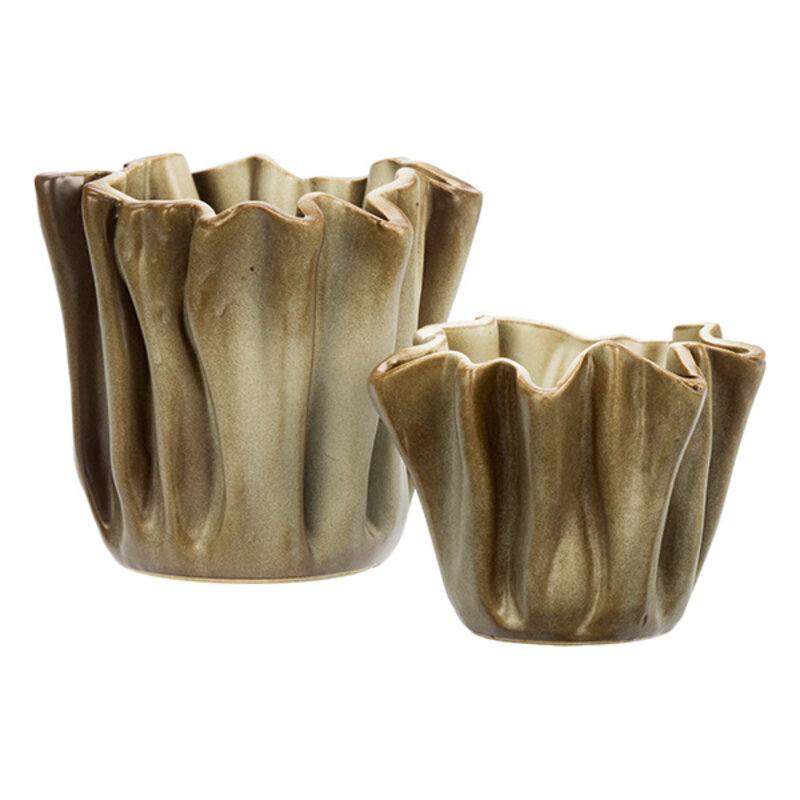 Madam Stoltz-collectie Bloempot van aardewerk beige