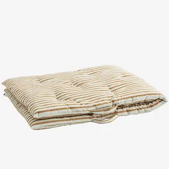 Madam Stoltz Matraskussen streep dark honey - off white 70x180 cm