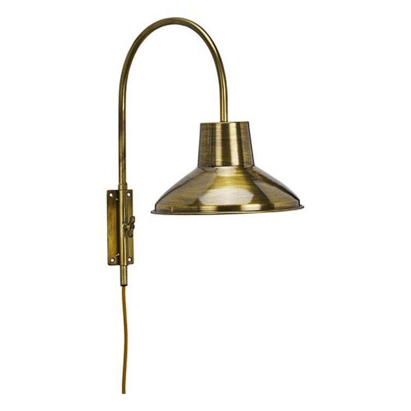 Madam Stoltz-collectie Metalen wandlamp Ant. messing B-keuze