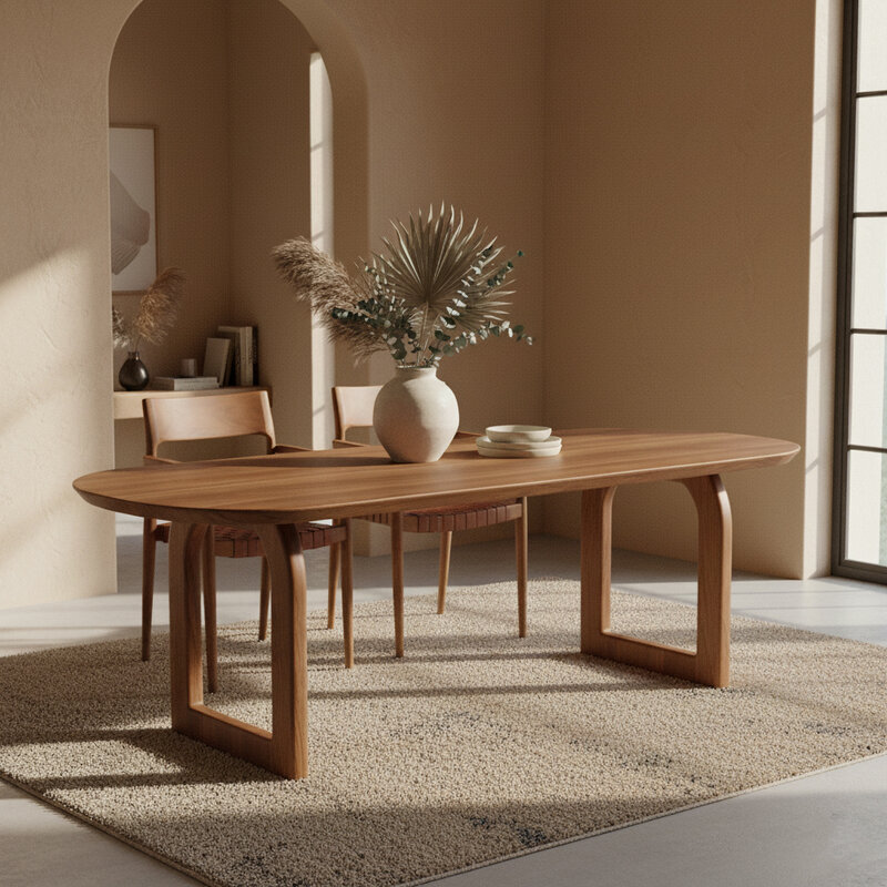 Raw Materials-collectie Bullnose dining table - brown - 180 - open base