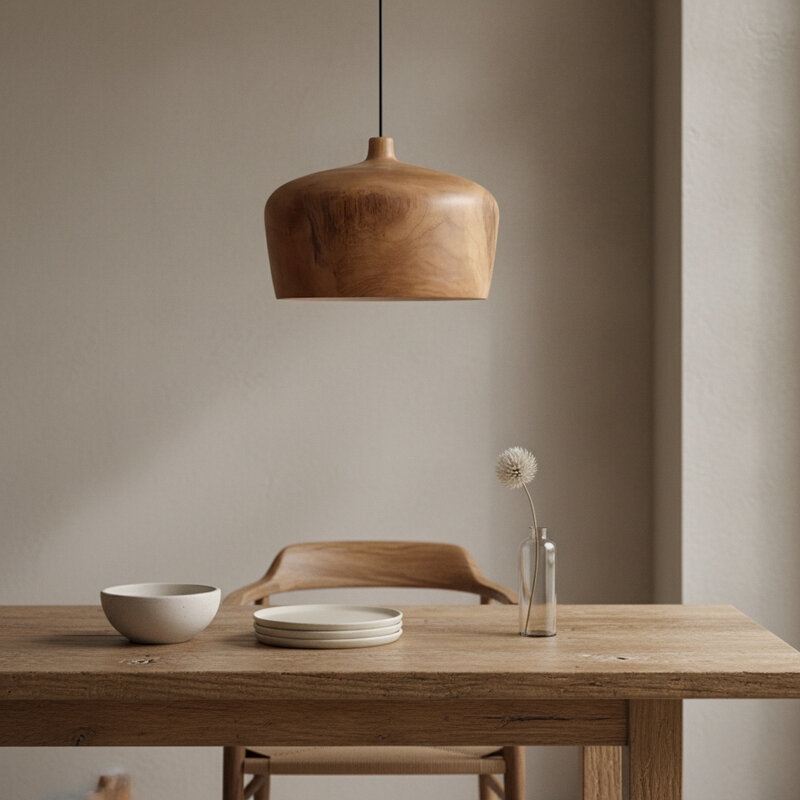 Raw Materials-collectie Sirocco teakhouten hanglamp Dome - Ø 30x20 cm