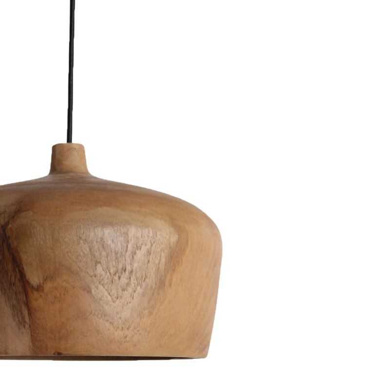 Raw Materials-collectie Sirocco teakhouten hanglamp Dome - Ø 30x20 cm