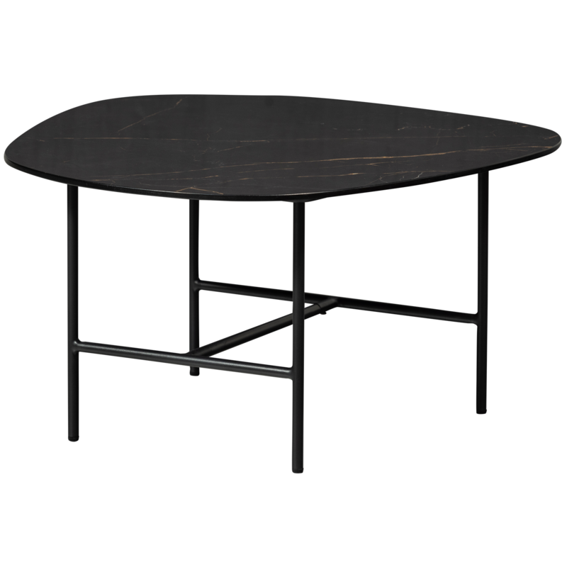 WOOOD-collectie VAJEN SALONTAFEL MET ZWART MARMEREN LOOK BLAD 70X70 CM