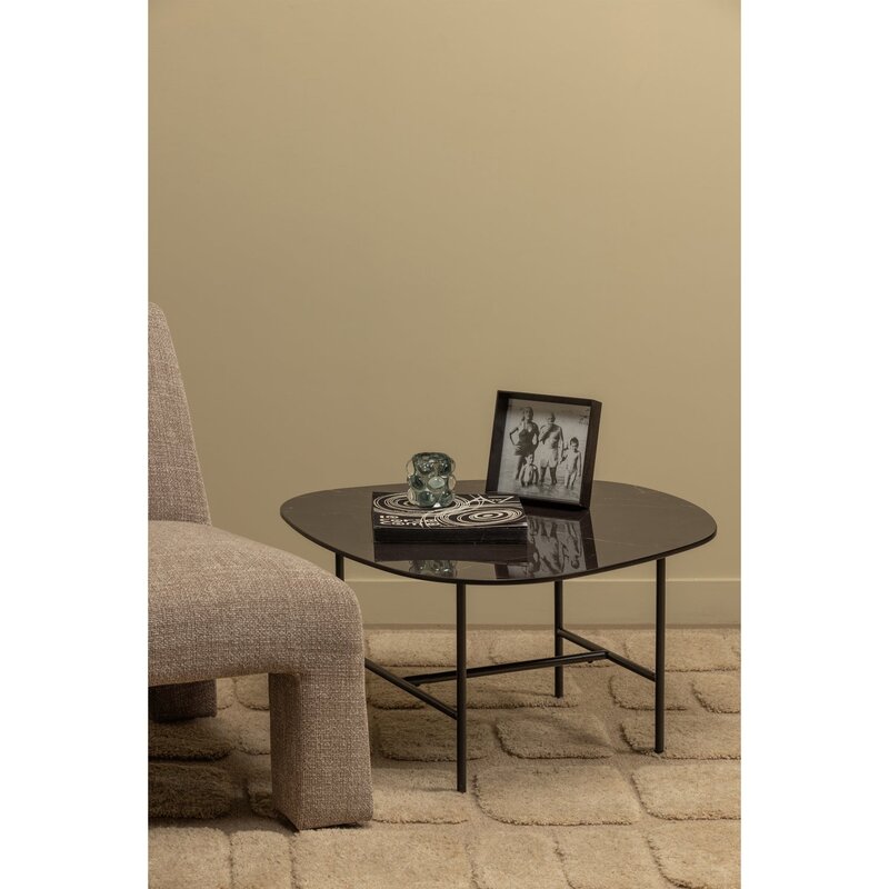 WOOOD-collectie VAJEN SALONTAFEL MET ZWART MARMEREN LOOK BLAD 70X70 CM