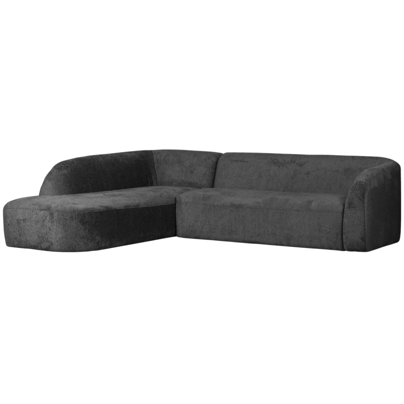 WOOOD-collectie SLOPING HOEKBANK LINKS STRUCTURE VELVET MOUNTAIN