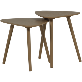 WOOOD NILA BIJZETTAFELS HOUT MUD - SET VAN 2