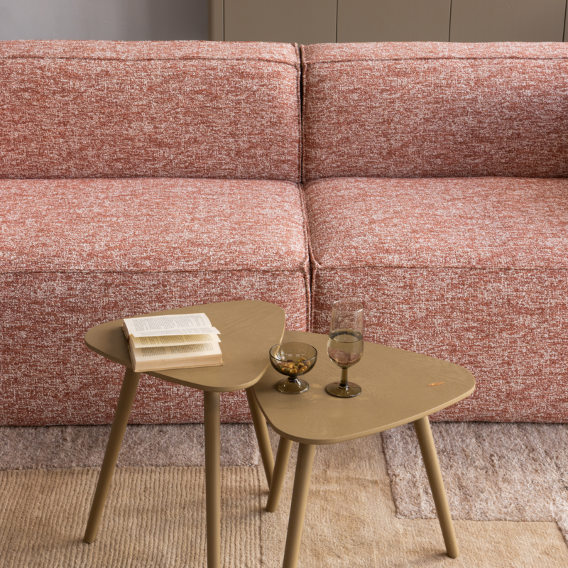 WOOOD-collectie NILA BIJZETTAFELS HOUT MUD - SET VAN 2