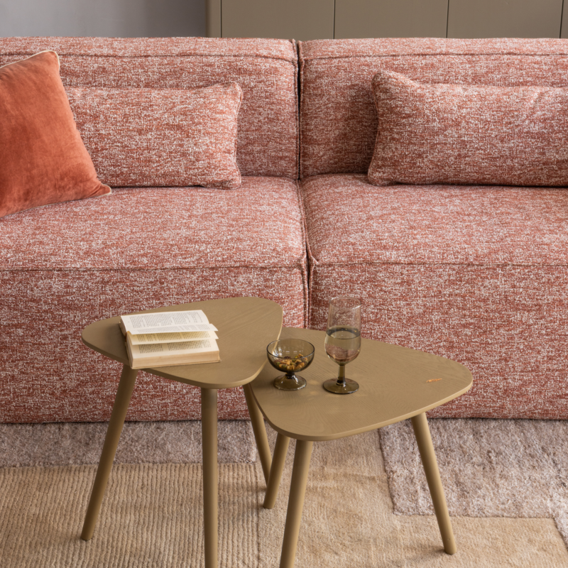 WOOOD-collectie NILA BIJZETTAFELS HOUT MUD - SET VAN 2
