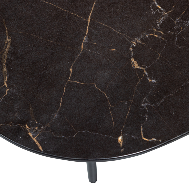 WOOOD-collectie VAJEN SALONTAFEL MET ZWART MARMEREN LOOK BLAD 70X70 CM