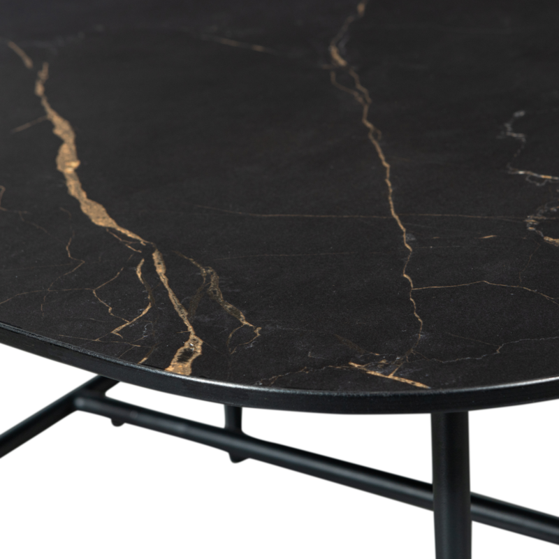 WOOOD-collectie VAJEN SALONTAFEL MET ZWART MARMEREN LOOK BLAD 70X70 CM