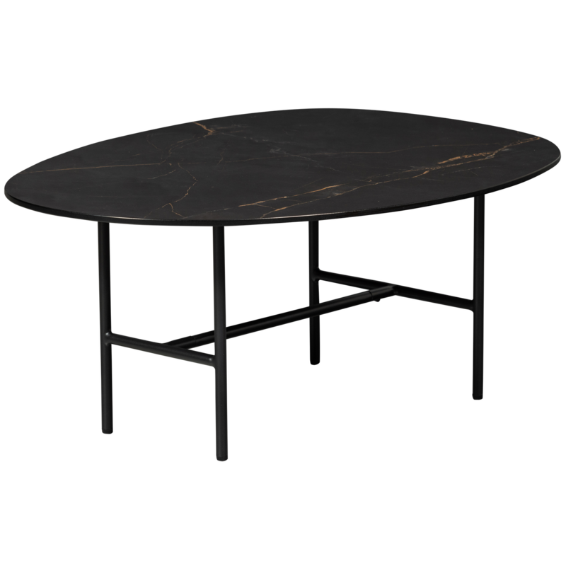 WOOOD-collectie VAJEN SALONTAFEL MET ZWART MARMEREN LOOK BLAD 80X60 CM