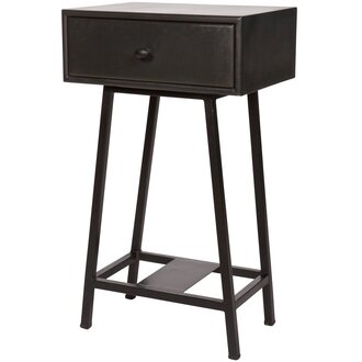 WOOOD SKYBOX SIDETABLE MANGOHOUT/METAAL ZWART