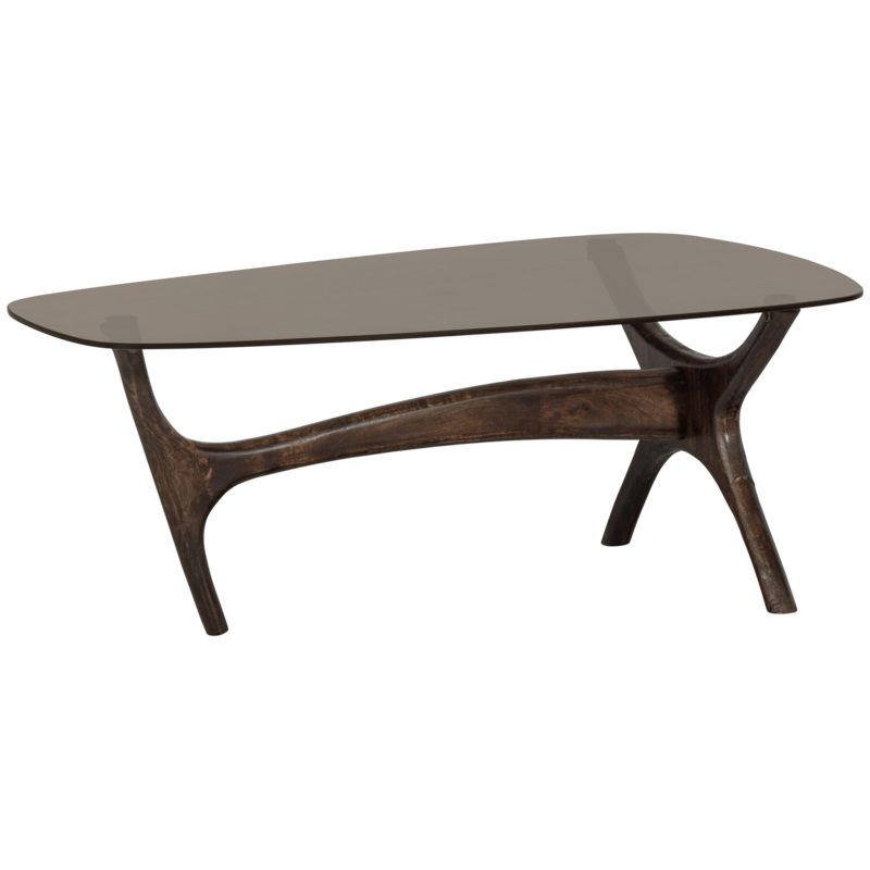 WOOOD-collectie FLASH SALONTAFEL MANGOHOUT/GLAS WALNOOT
