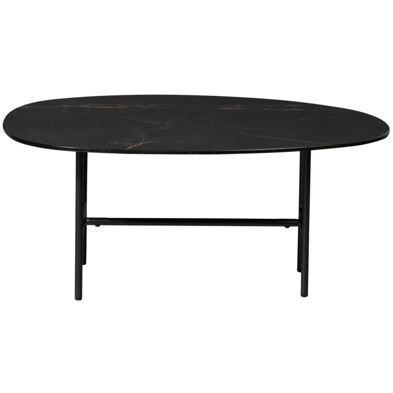 WOOOD-collectie VAJEN SALONTAFEL MET ZWART MARMEREN LOOK BLAD 80X60 CM