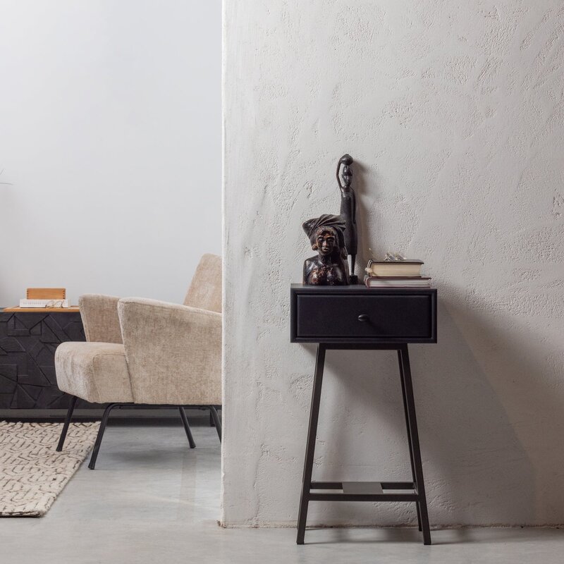 WOOOD-collectie SKYBOX SIDETABLE MANGOHOUT/METAAL ZWART