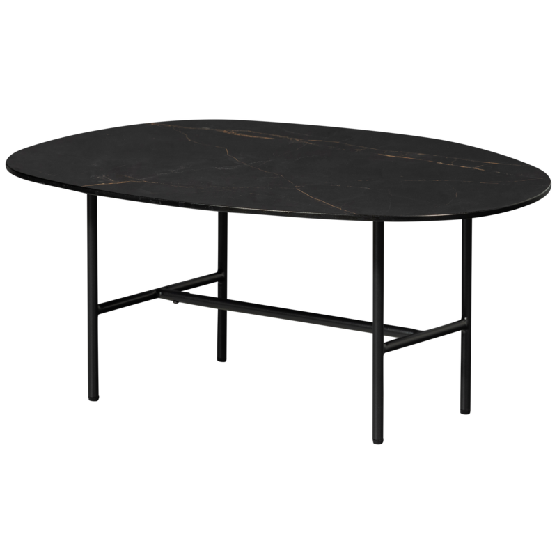WOOOD-collectie VAJEN SALONTAFEL MET ZWART MARMEREN LOOK BLAD 80X60 CM