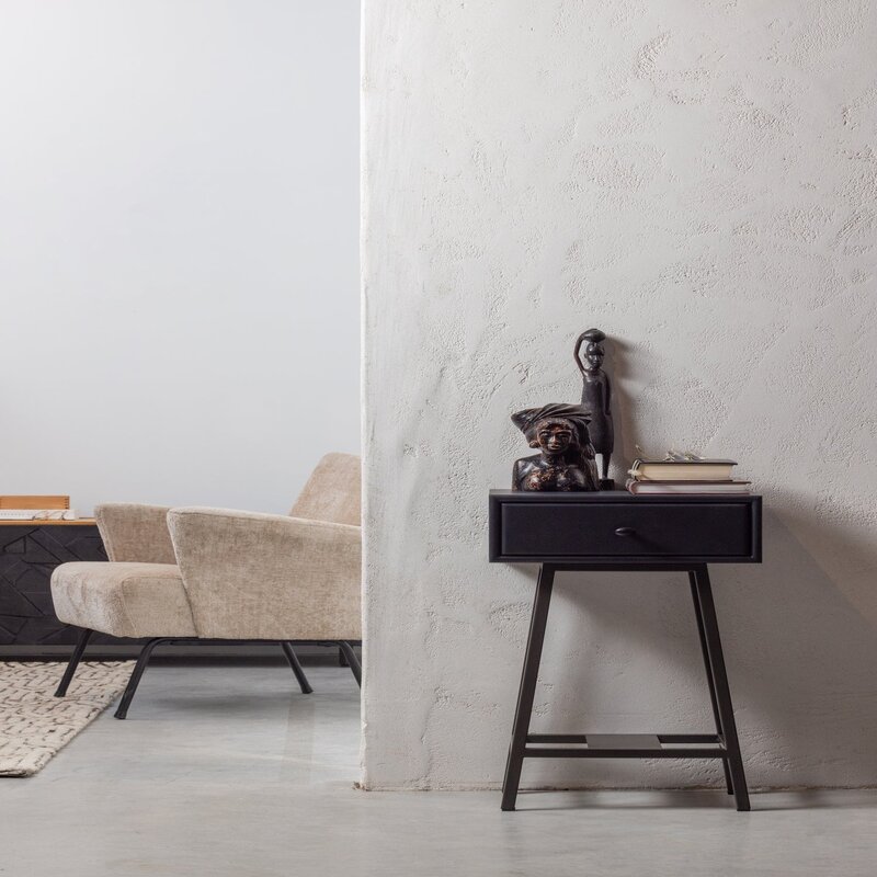 WOOOD-collectie SKYBOX SIDETABLE MANGOHOUT/METAAL ZWART