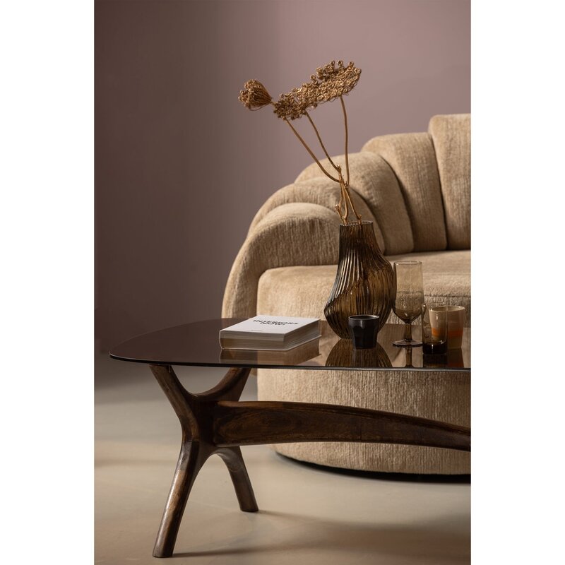 WOOOD-collectie FLASH SALONTAFEL MANGOHOUT/GLAS WALNOOT