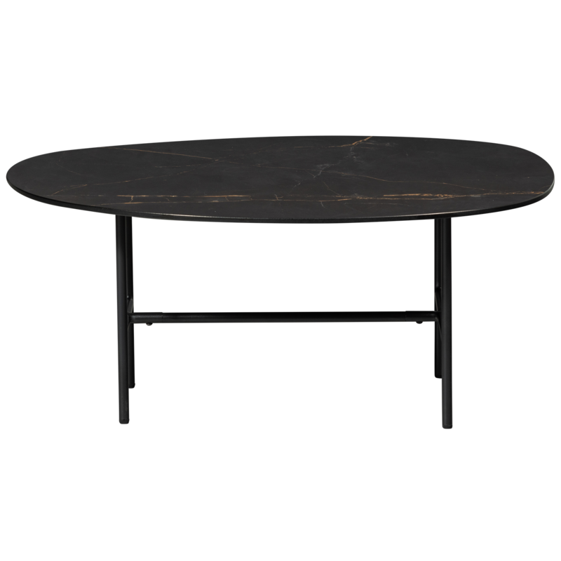 WOOOD-collectie VAJEN SALONTAFEL MET ZWART MARMEREN LOOK BLAD 80X60 CM