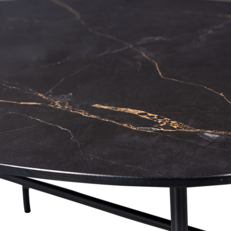 WOOOD-collectie VAJEN SALONTAFEL MET ZWART MARMEREN LOOK BLAD 80X60 CM