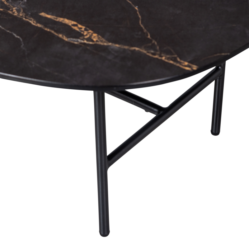 WOOOD-collectie VAJEN SALONTAFEL MET ZWART MARMEREN LOOK BLAD 80X60 CM