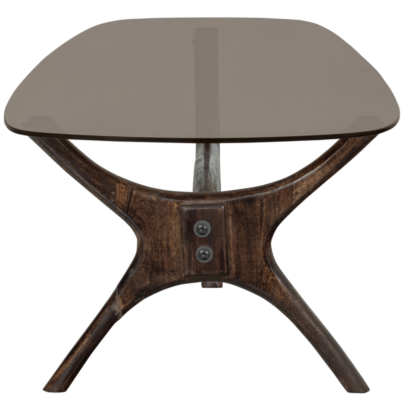 WOOOD-collectie FLASH SALONTAFEL MANGOHOUT/GLAS WALNOOT