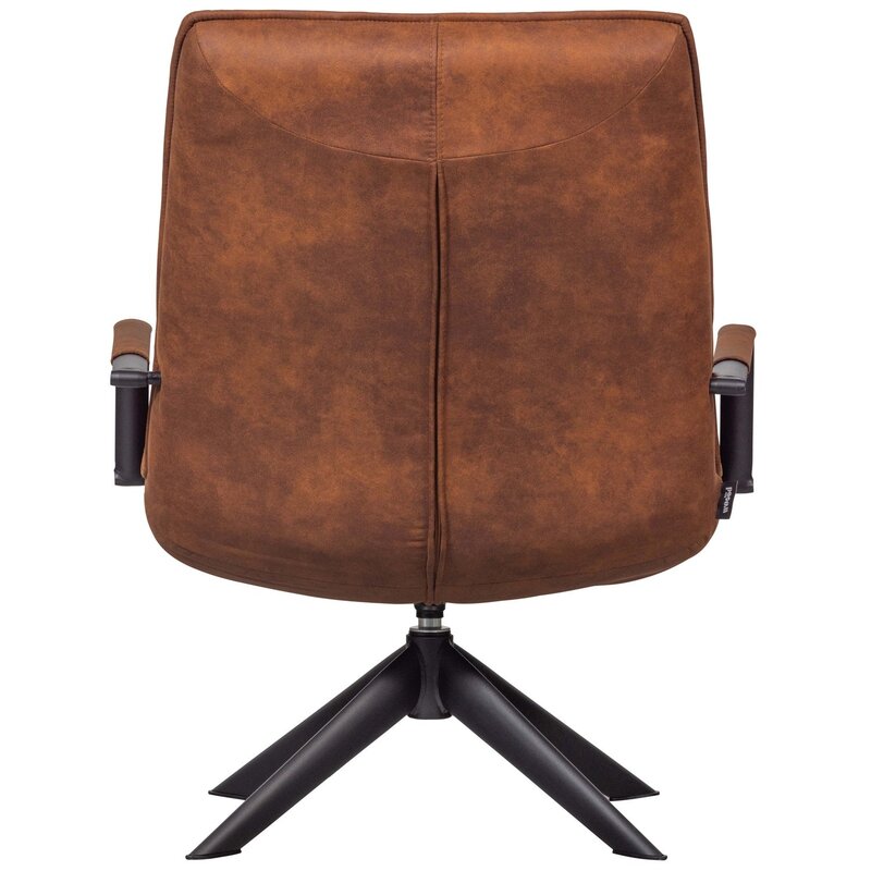 WOOOD-collectie JOUKE DRAAIFAUTEUIL MET ARMLEUNING LEERLOOK COGNAC [fsc]