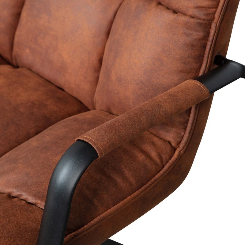 WOOOD JOUKE DRAAIFAUTEUIL MET ARMLEUNING LEERLOOK COGNAC [fsc]