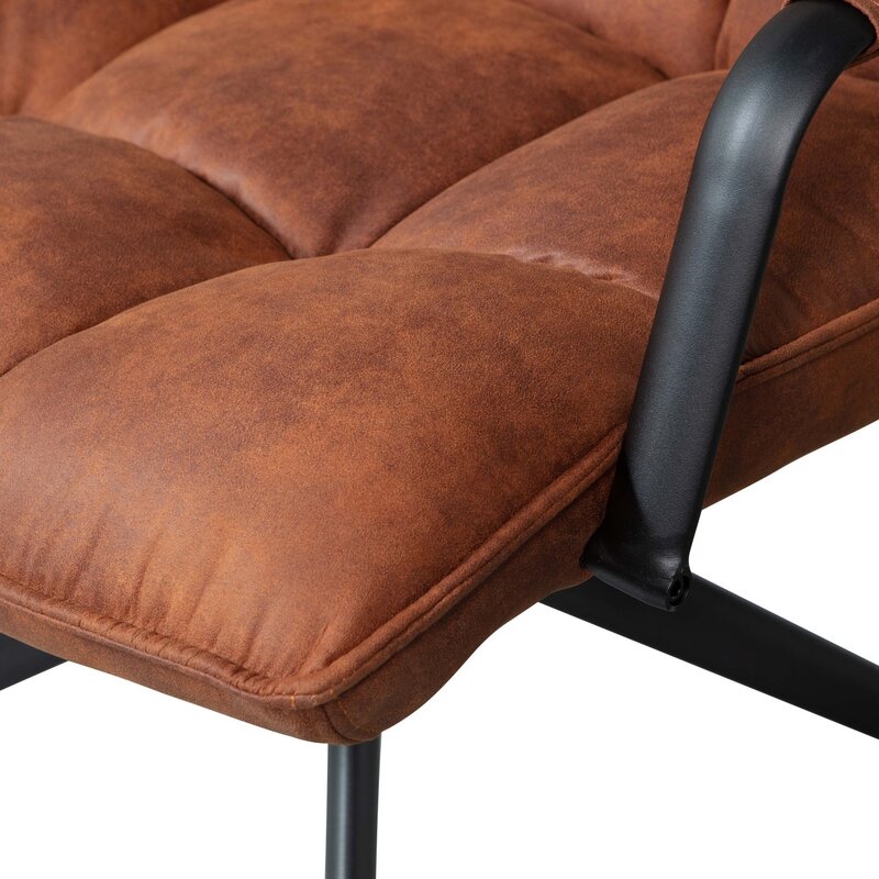 WOOOD JOUKE DRAAIFAUTEUIL MET ARMLEUNING LEERLOOK COGNAC [fsc]