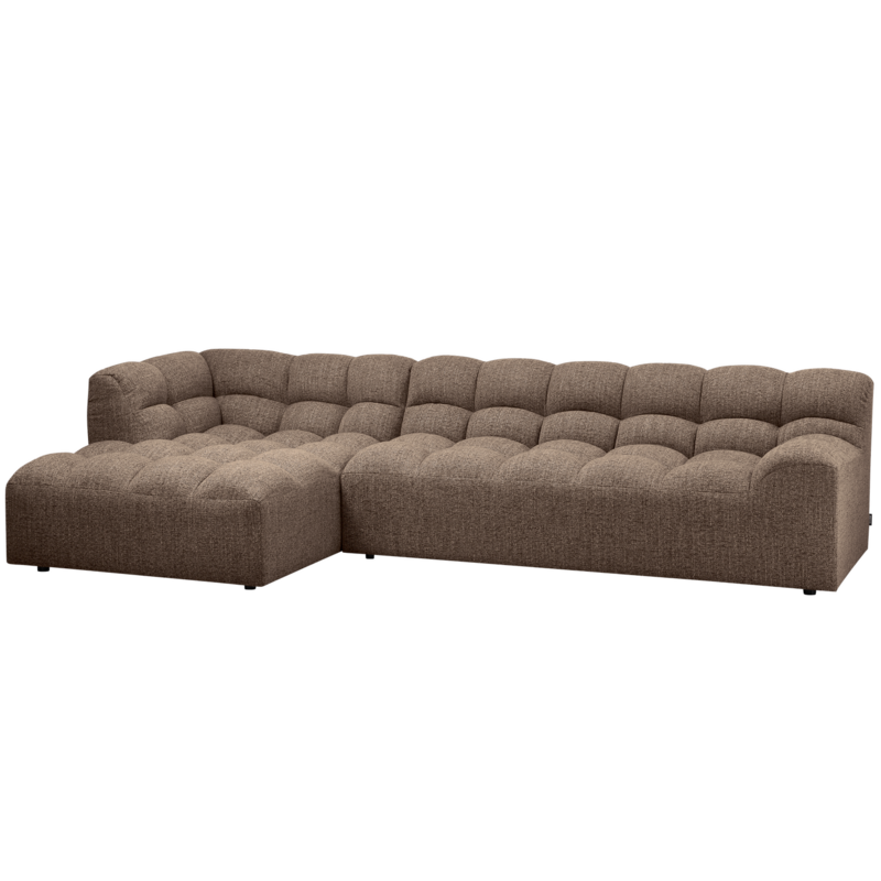 WOOOD-collectie ALLURE CHAISE LONGUE LINKS GEWEVEN STOF DONKERBRUIN MELANGE