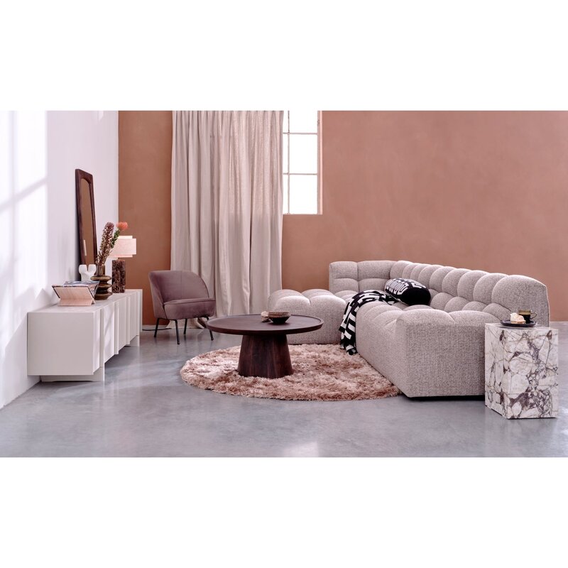 WOOOD-collectie ALLURE CHAISE LONGUE LINKS GEWEVEN STOF BRUIN MELANGE