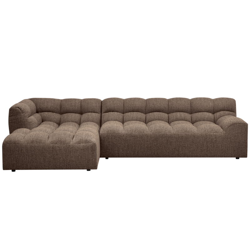 WOOOD-collectie ALLURE CHAISE LONGUE LINKS GEWEVEN STOF DONKERBRUIN MELANGE