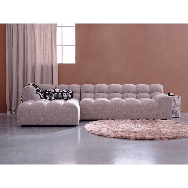 WOOOD-collectie ALLURE CHAISE LONGUE LINKS GEWEVEN STOF BRUIN MELANGE
