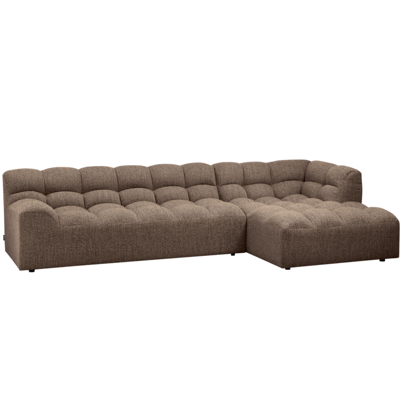 WOOOD-collectie ALLURE CHAISE LONGUE RECHTS GEWEVEN STOF DONKERBRUIN MELANGE