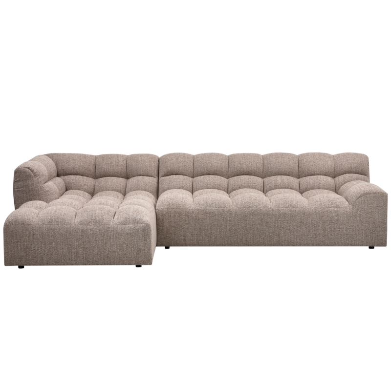 WOOOD-collectie ALLURE CHAISE LONGUE LINKS GEWEVEN STOF BRUIN MELANGE