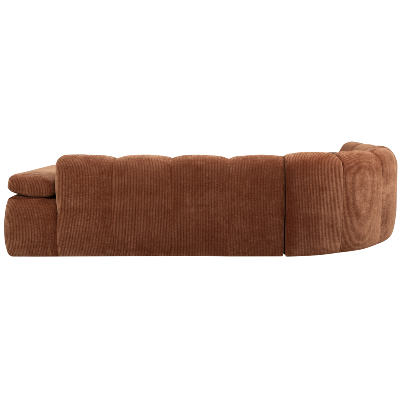 WOOOD-collectie MOJO HOEKBANK LINKS RIBSTOF ROESTBRUIN