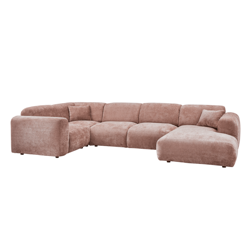 WOOOD-collectie CLOUD HOEKBANK LINKS CHENILLE TAUPE/ROZE [fsc]