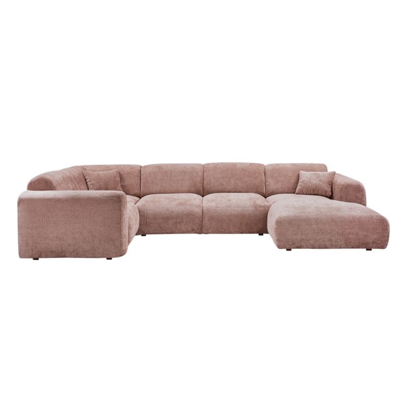 WOOOD-collectie CLOUD HOEKBANK LINKS CHENILLE TAUPE/ROZE [fsc]