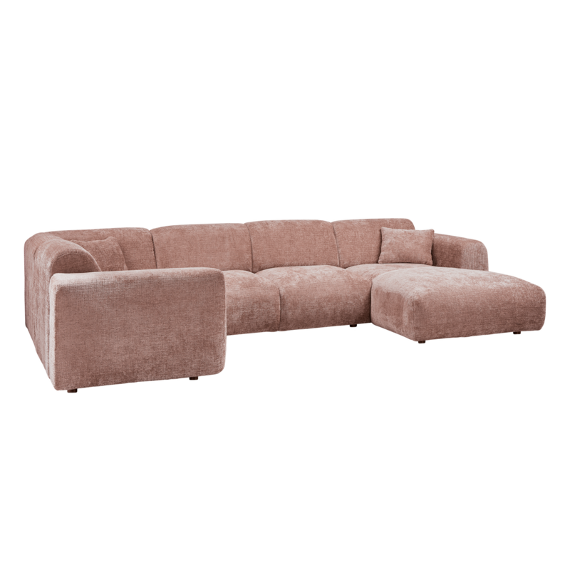 WOOOD-collectie CLOUD HOEKBANK LINKS CHENILLE TAUPE/ROZE [fsc]