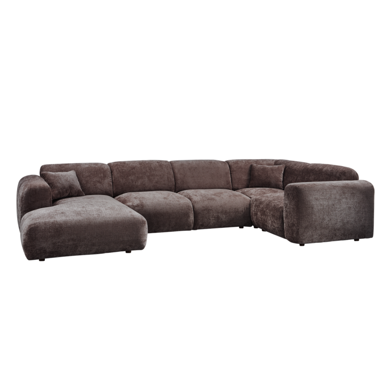 WOOOD-collectie CLOUD HOEKBANK RECHTS CHENILLE WARMBRUIN [fsc]