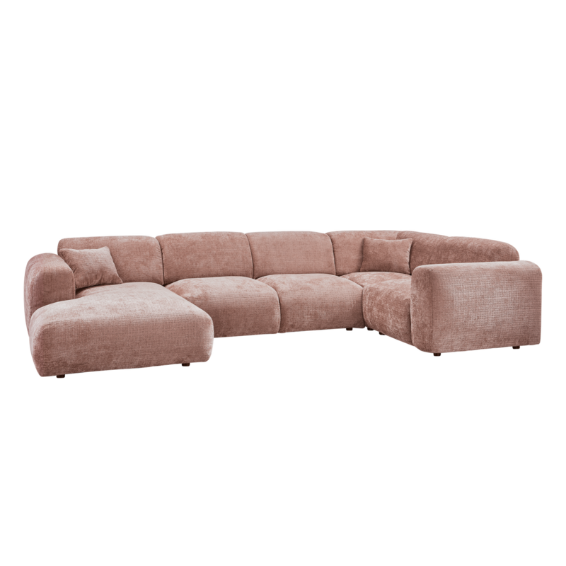 WOOOD-collectie CLOUD HOEKBANK RECHTS CHENILLE TAUPE/ROZE [fsc]